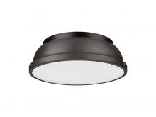  3602-14 BLK-RBZ - Duncan 14" Flush Mount in Matte Black with Rubbed Bronze